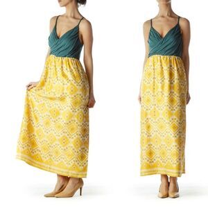 Edme & Esyllte x Anthropologie Cuernavaca Silk Cross Front Tile Maxi Dress 4